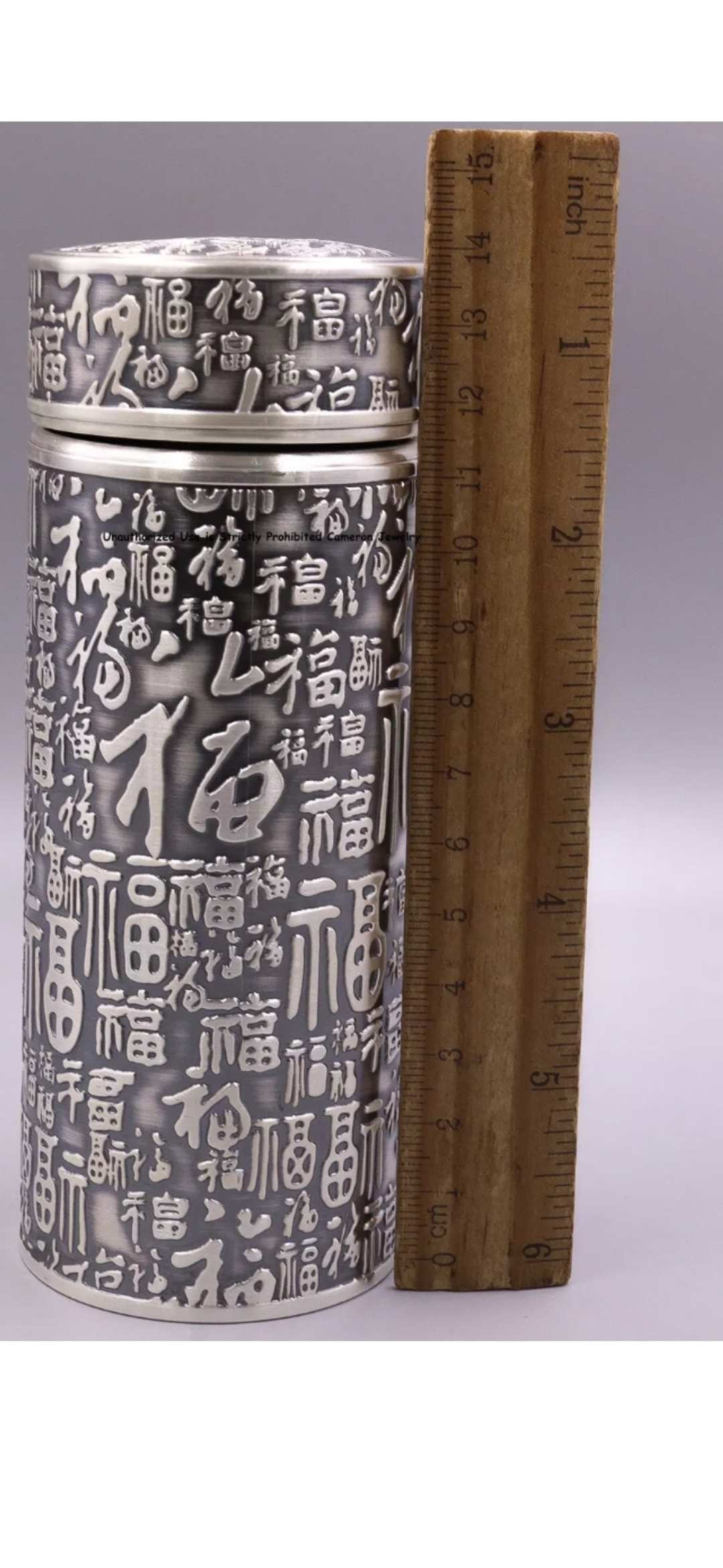 Fine Silver Drinking Cup Hundred Fu Healthy coffee/Hot tea/ Water Bottle 75g 5.5in H - Image 2
